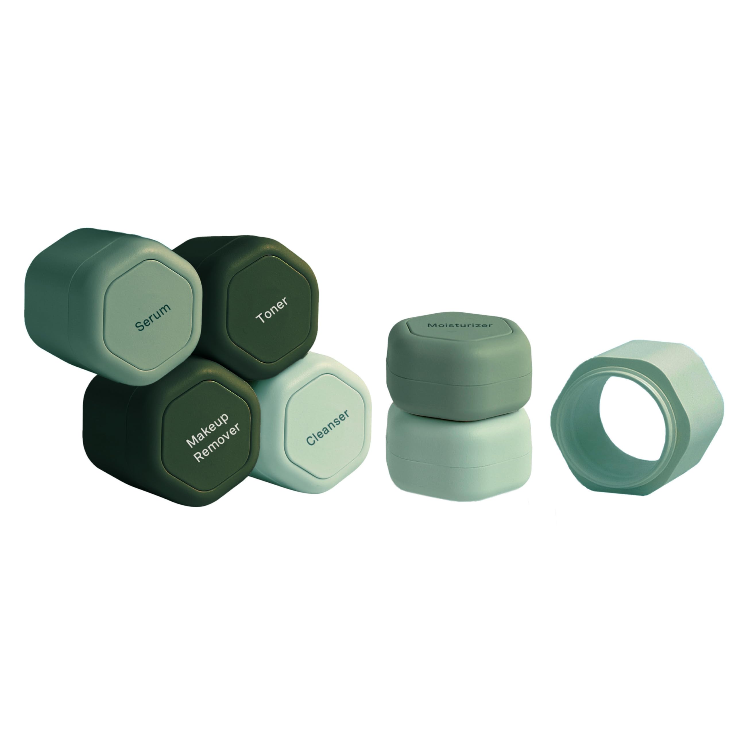 Cadence Travel Containers - Basic Skincare Set - Magnetic Travel Capsules - For Facial Cleanser, Moisturizer, Sunscreen - 3 Small Capsules (0.56oz) with Cleanser, Moisturizer & Sun-Icon Labels - Petal