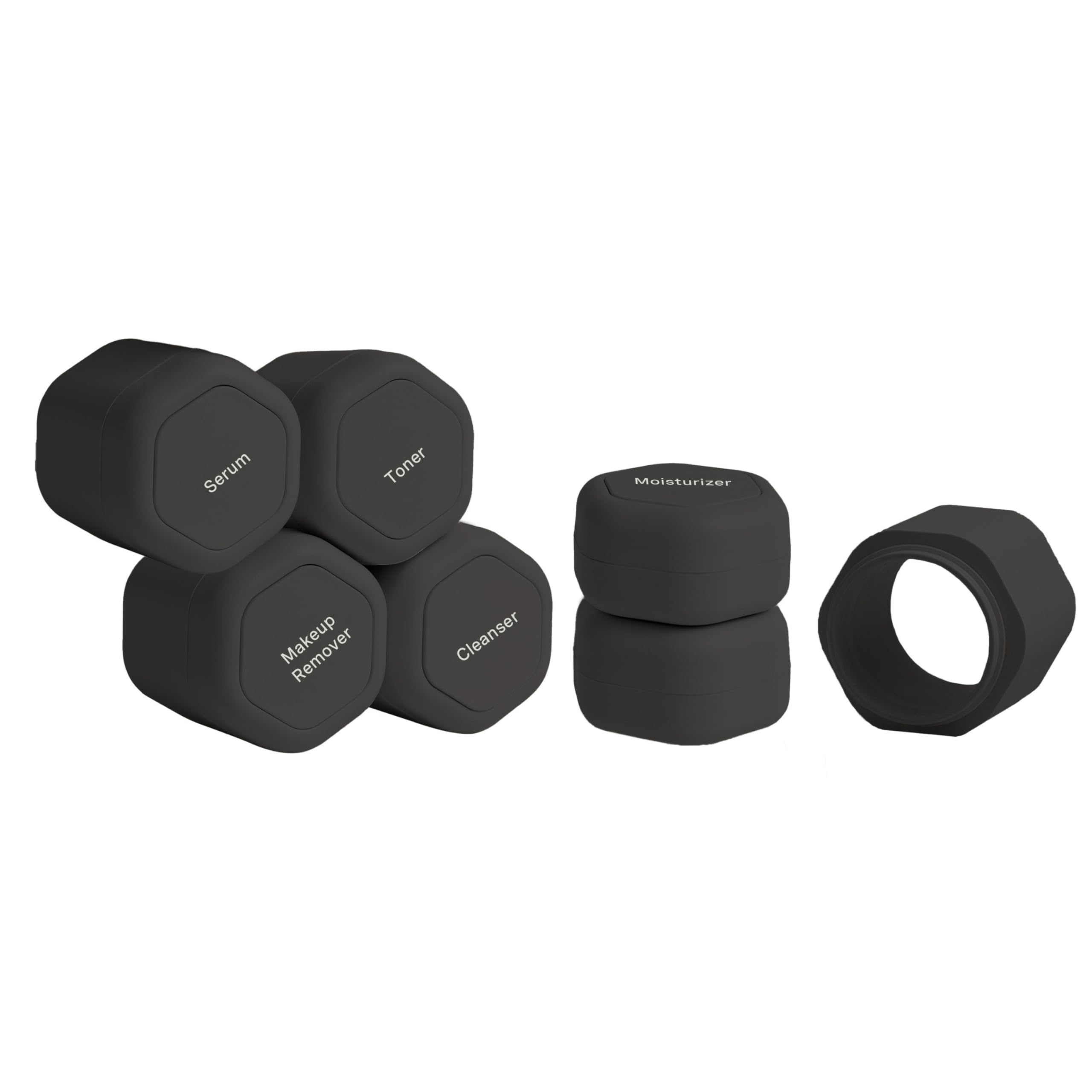 Cadence Travel Containers - Basic Skincare Set - Magnetic Travel Capsules - Facial Cleanser, Moisturizer, Sunscreen - 3 Small Capsules (0.56oz) with Cleanser, Moisturizer & Sun-Icon Label - Eucalyptus